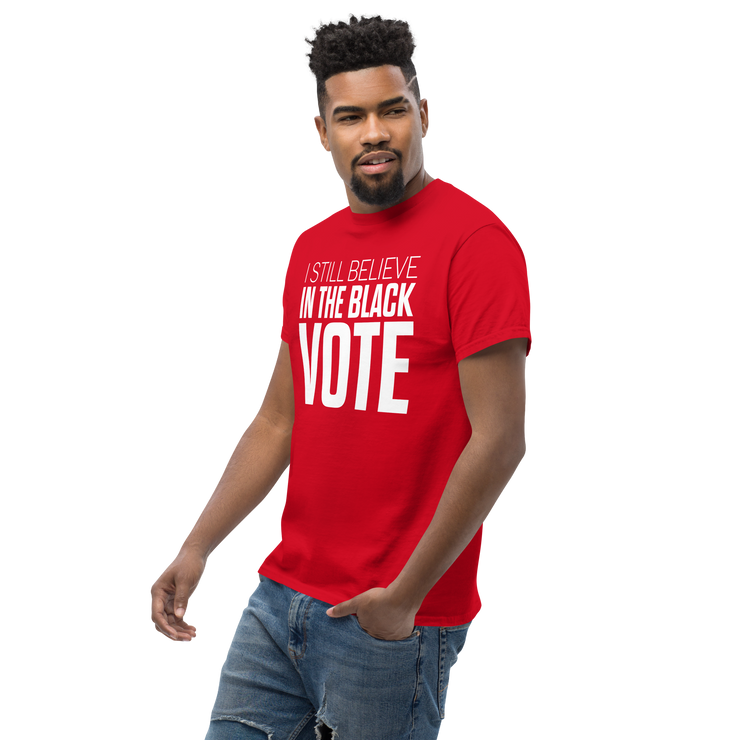 Short Sleeve Tee- I STILL BELIEVE IN THE BLACK VOTE ™ (White & Red)