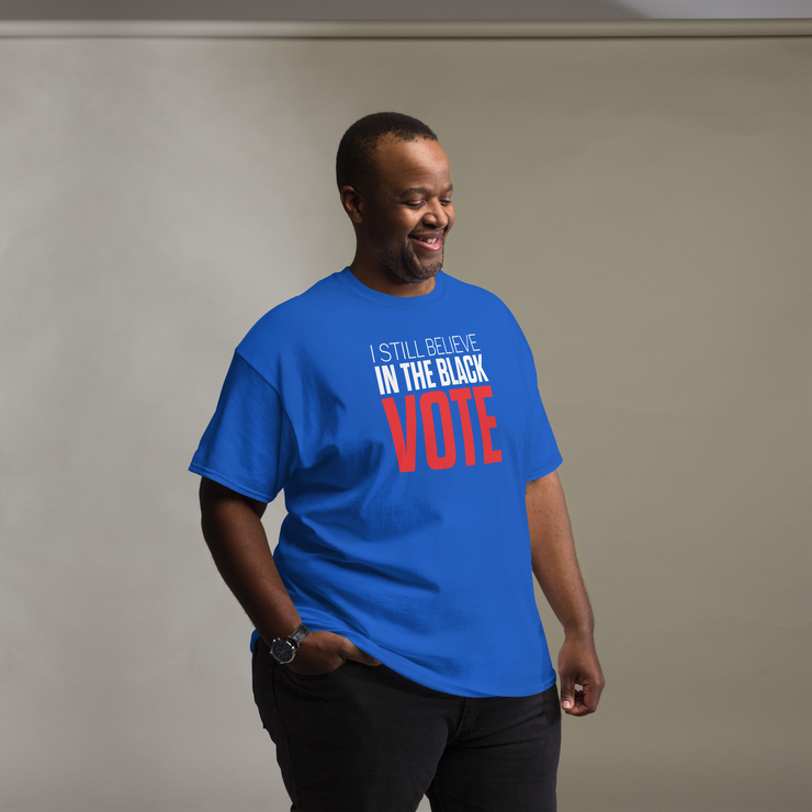 Short Sleeve Tee- I STILL BELIEVE IN THE BLACK VOTE ™ (Blue Royal)