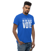 Short Sleeve Tee- I STILL BELIEVE IN THE BLACK VOTE ™ (White & Blue Royal)