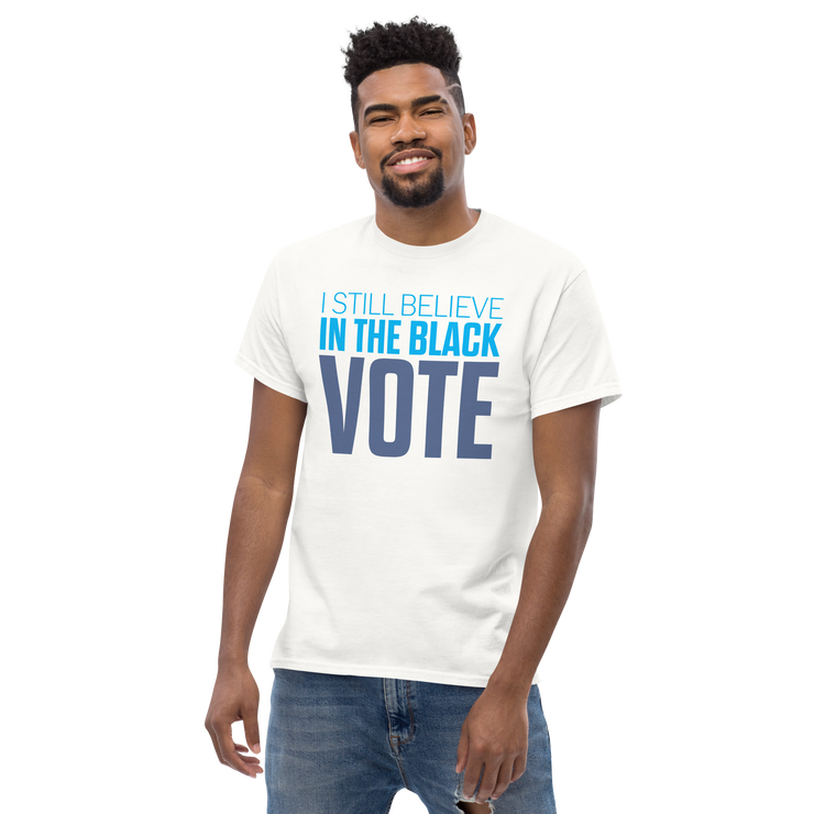 Short Sleeve Tee- I STILL BELIEVE IN THE BLACK VOTE ™ (Blue & White)