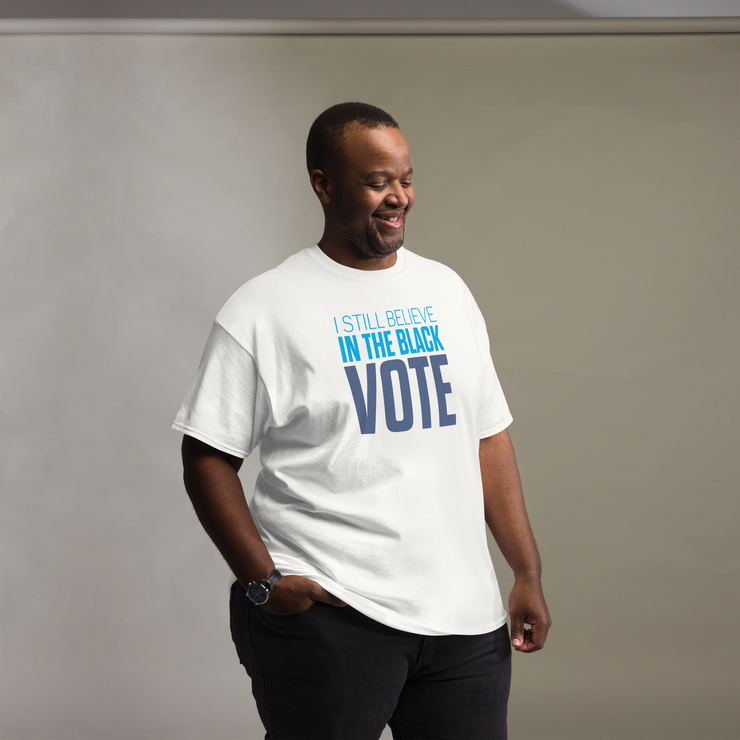 Short Sleeve Tee- I STILL BELIEVE IN THE BLACK VOTE ™ (Blue & White)