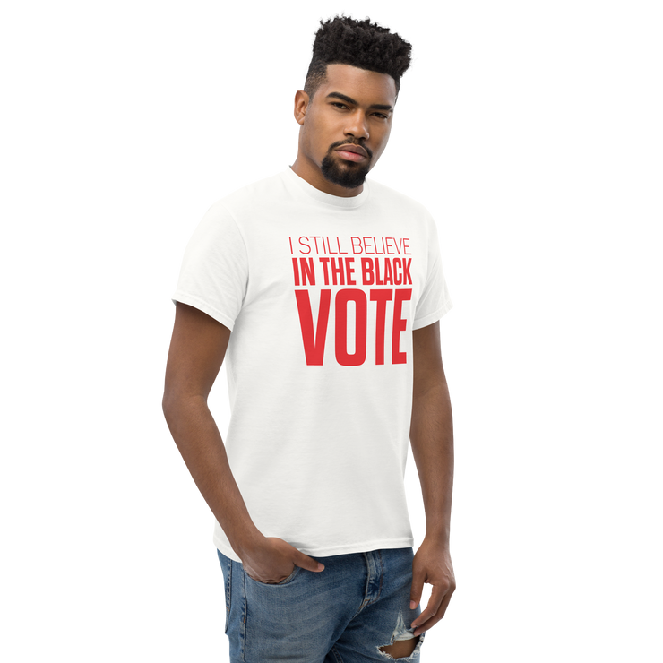 Short Sleeve Tee- I STILL BELIEVE IN THE BLACK VOTE ™ (Red & White)