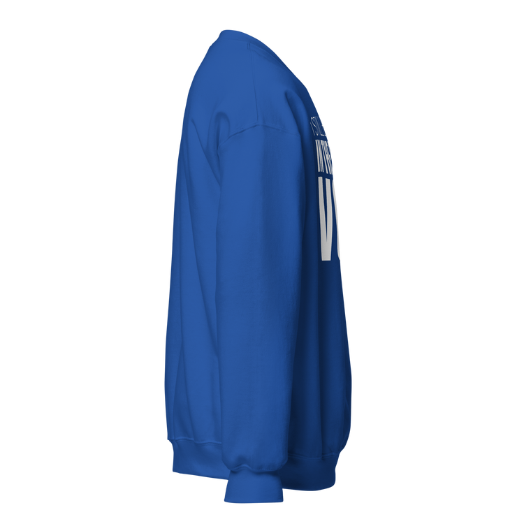 Crewneck Sweatshirt-I STILL BELIEVE IN THE BLACK VOTE ™ (White & Blue Royal)