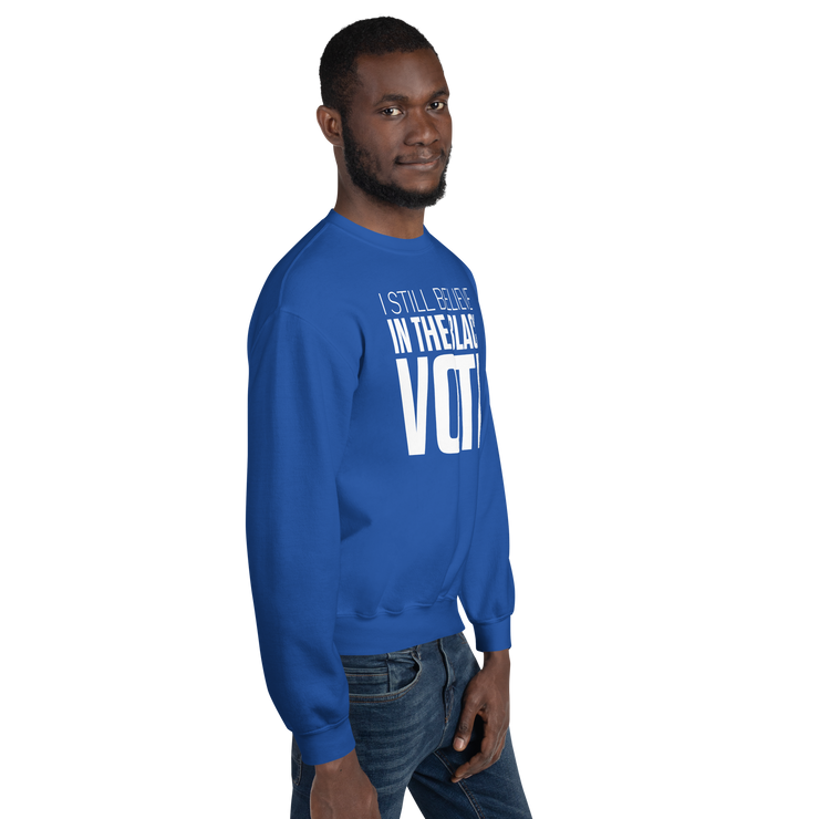 Crewneck Sweatshirt-I STILL BELIEVE IN THE BLACK VOTE ™ (White & Blue Royal)