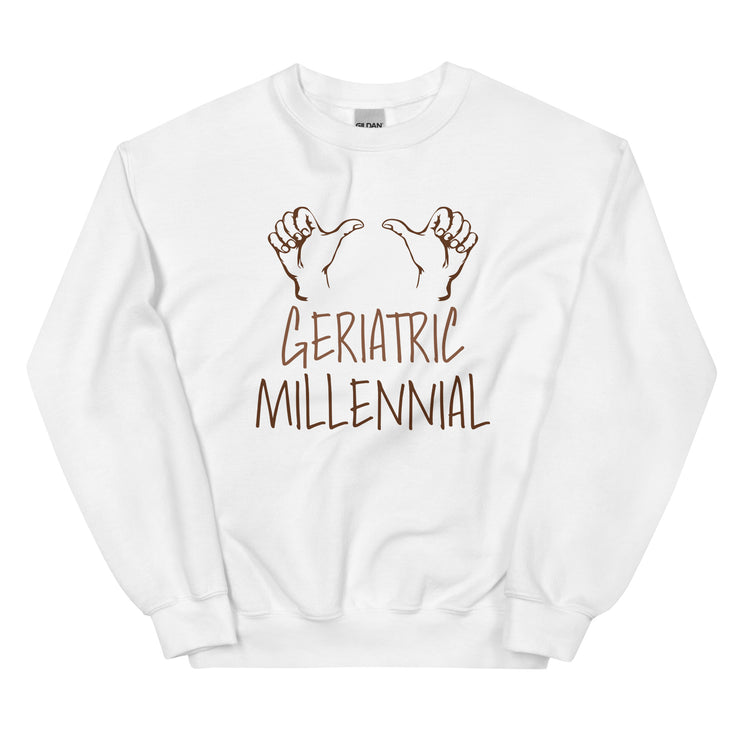 Geriatric Millennial Brown Hands Unisex Sweatshirt - Brown