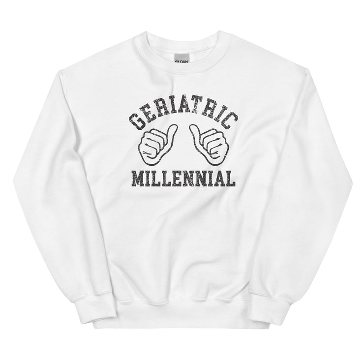Geriatric Millennial w/ Hands Unisex Sweatshirt - Black