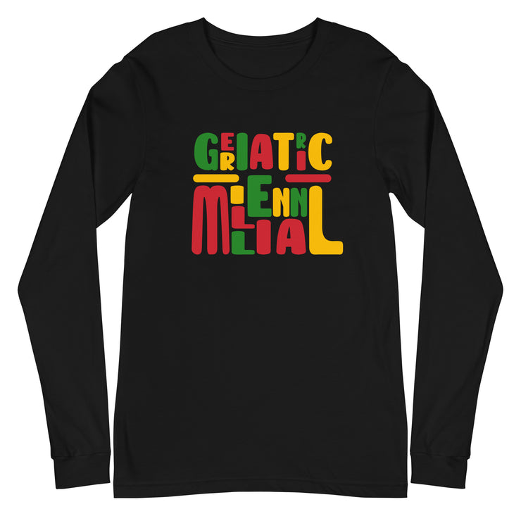 Geriatric Millennial Lettering Unisex Long Sleeve Tee - Colorful