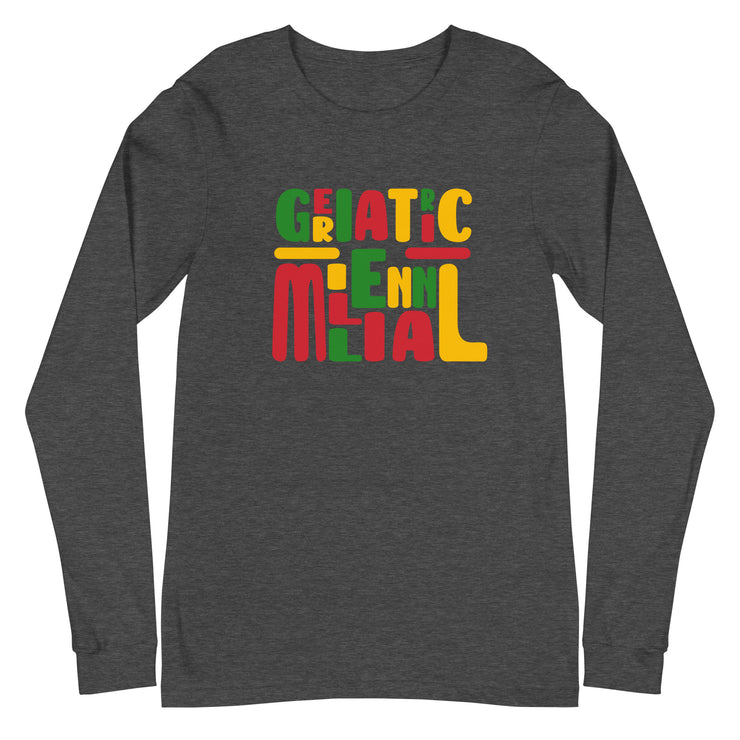 Geriatric Millennial Lettering Unisex Long Sleeve Tee - Colorful