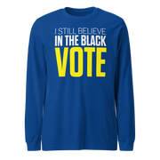 Long Sleeve Tee- I STILL BELIEVE IN THE BLACK VOTE ™ (Royal Blue & Yellow)