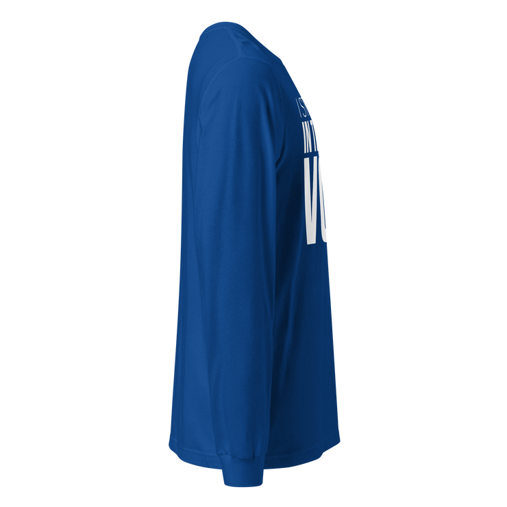 Long Sleeve Tee- I STILL BELIEVE IN THE BLACK VOTE ™ (White & Blue Royal)