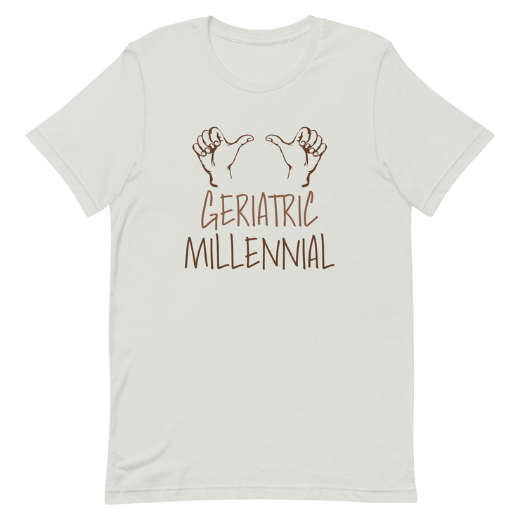 Geriatric Millennial Brown Hands Unisex t-shirt - Brown