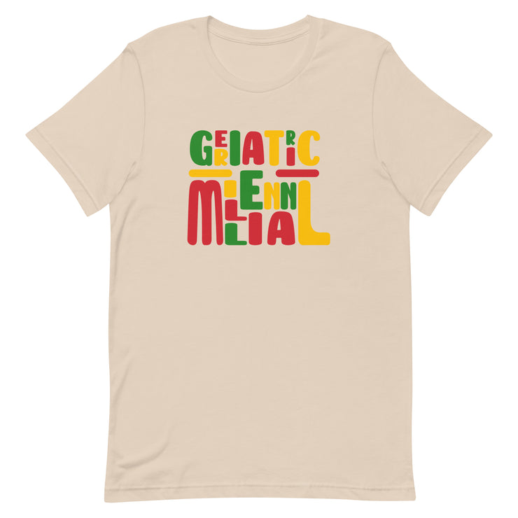 Geriatric Millennial Lettering Unisex t-shirt Colorful